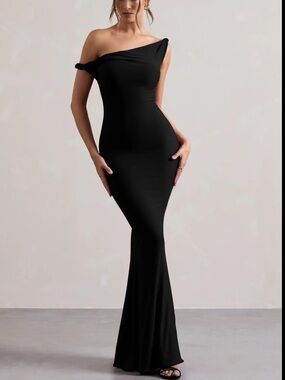 Club L London | Dresses | Mademoiselle Champagne Satin Asymmetric Scarf  Neck Backless Maxi Dress | Poshmark